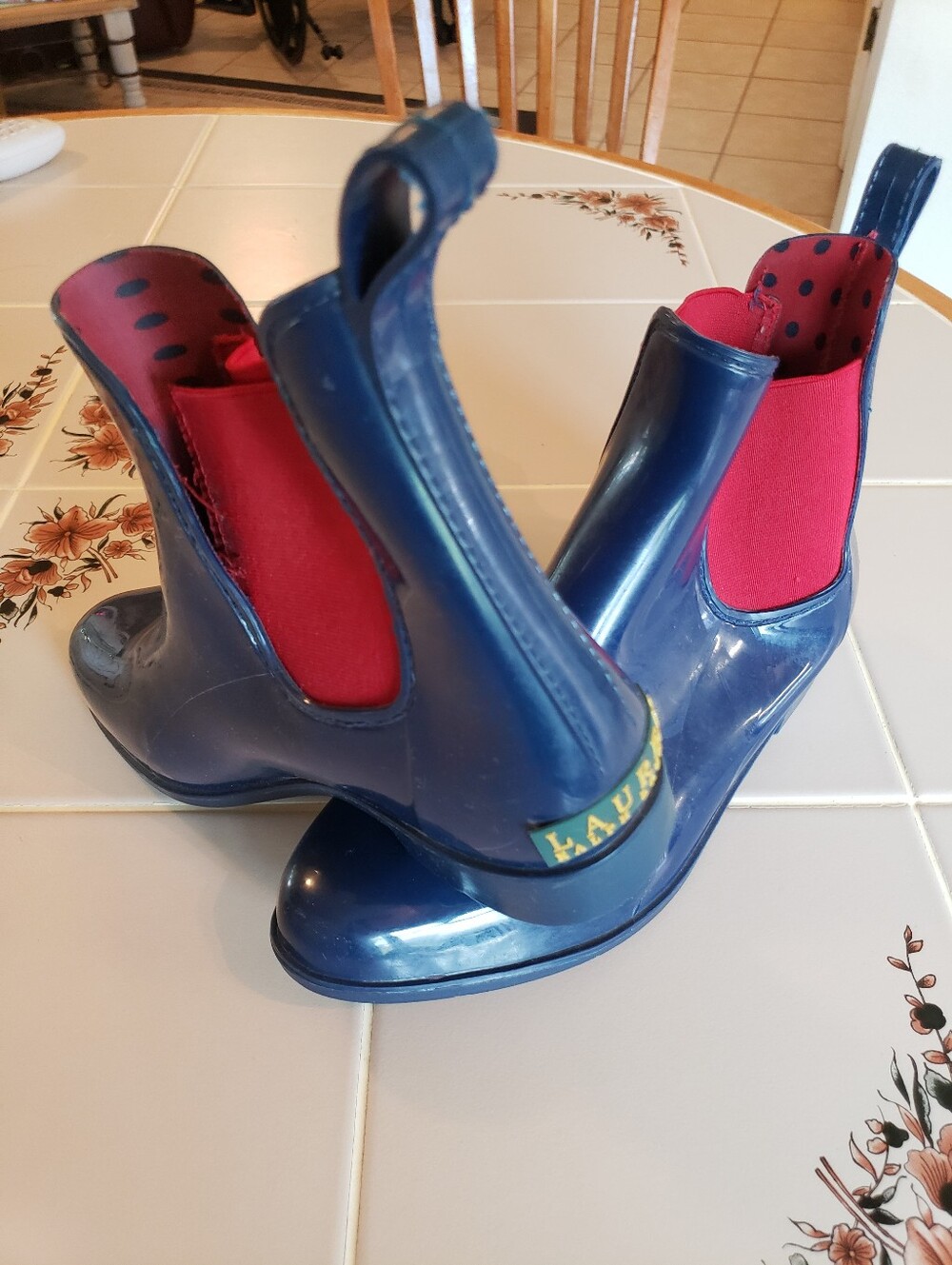 Lauren Ralph Lauren Rain Water Boots Women Size 10 Red/blue - Picture 5 of 5